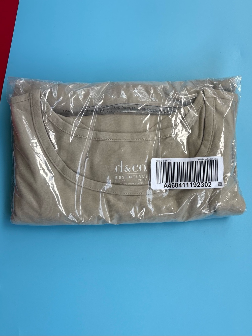 d&co. Essentials Womens 3X Taupe Scoop Neck Top Shirt NIP